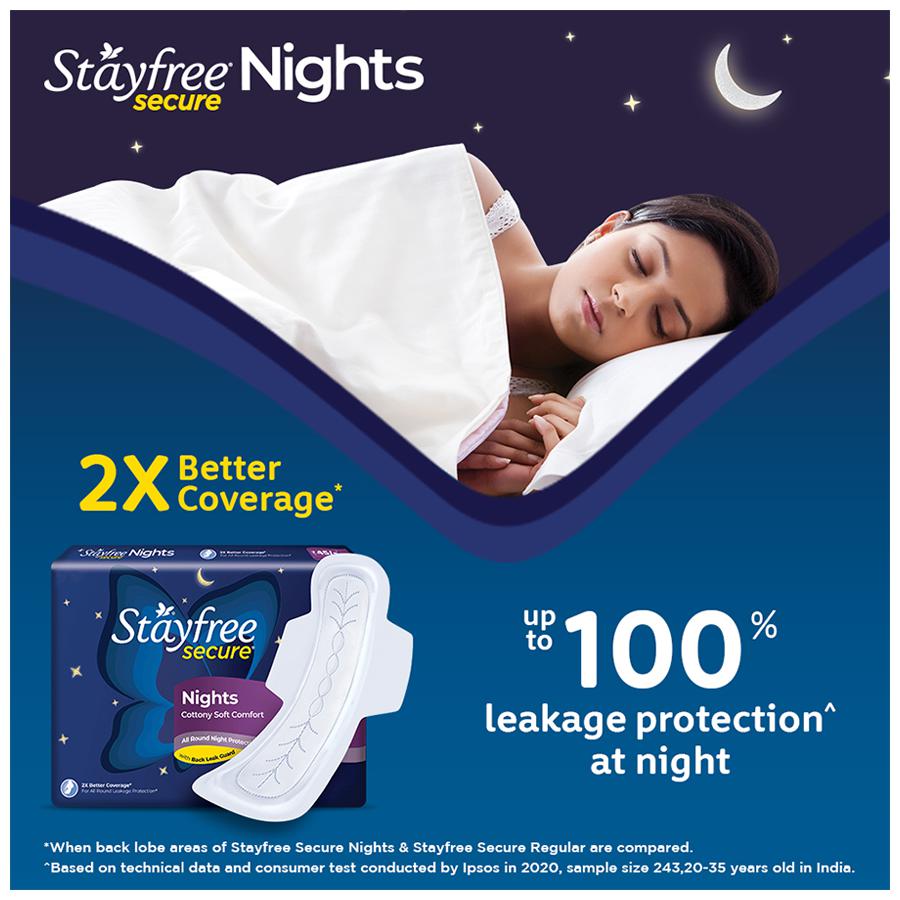 STAYFREE Nights Cottony Soft Comfort Sanitary Pads - 6 pcs