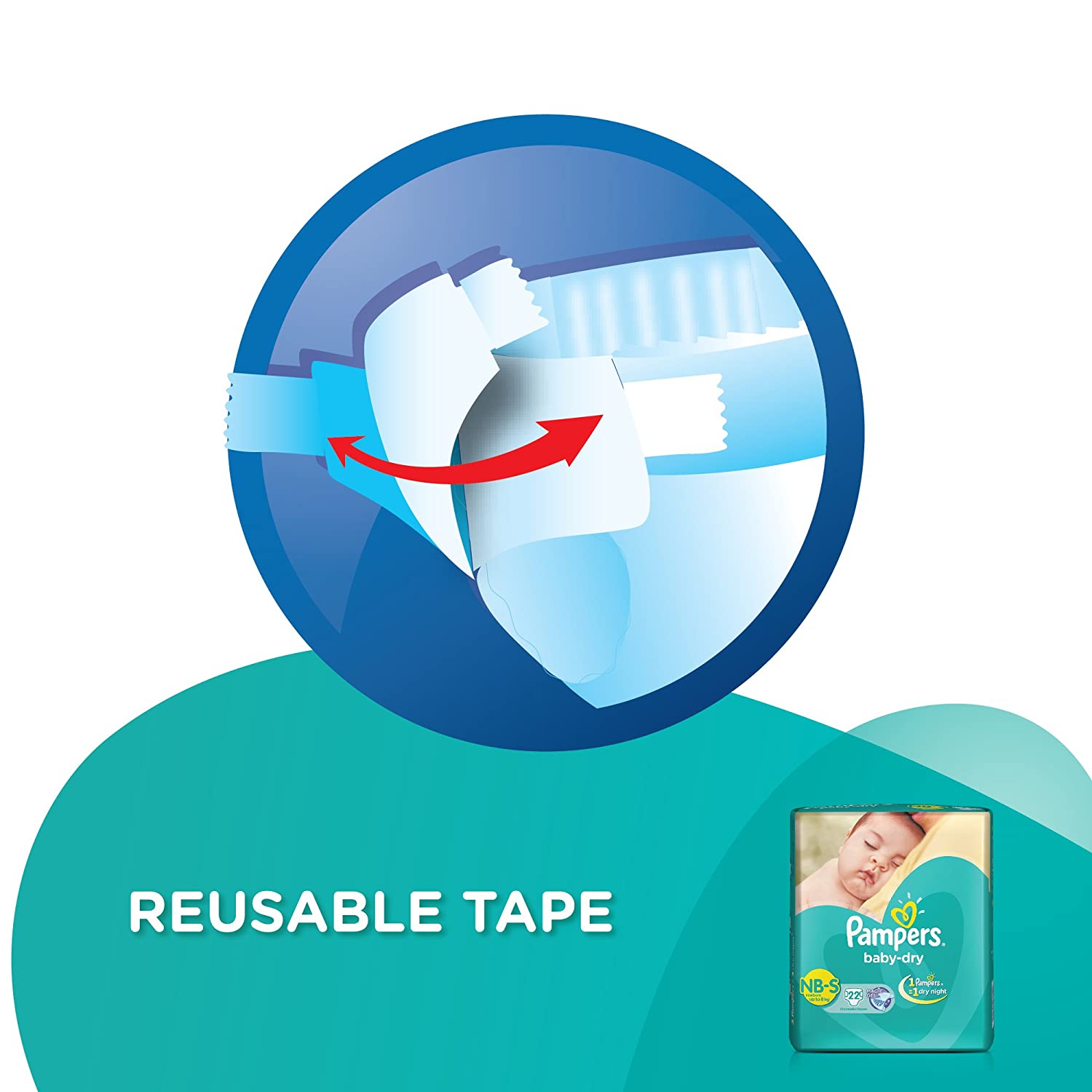 Pampers Baby Dry Pants - NB Small - Up to 8 kg - 22 PCS