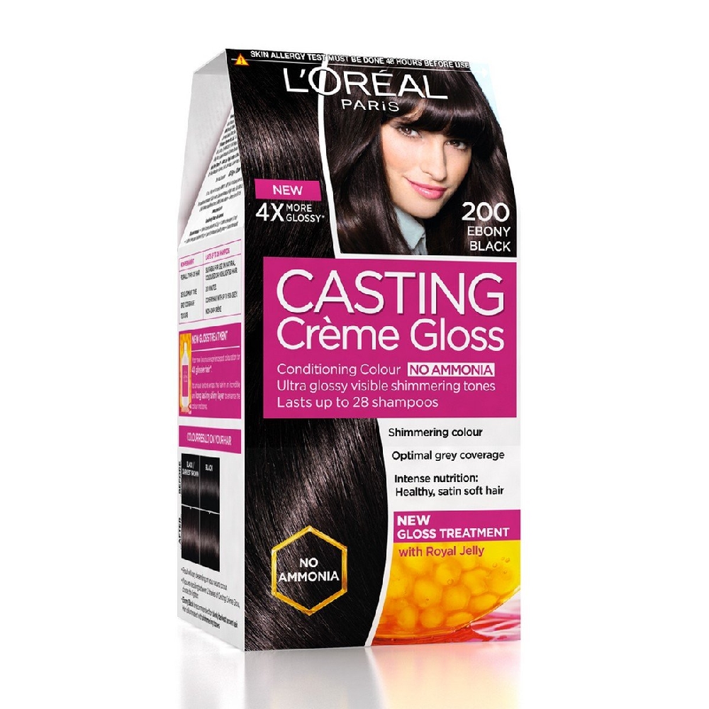 Loreal Paris Casting Creme Gloss Hair Colour - (200 Ebony Black) - 87.5 g + 72 ml