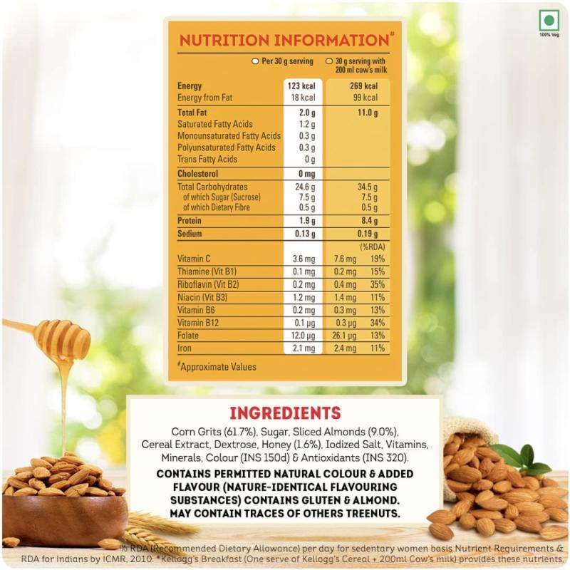 Kelloggs Corn Flakes With Real Almond & Honey - 1Kg