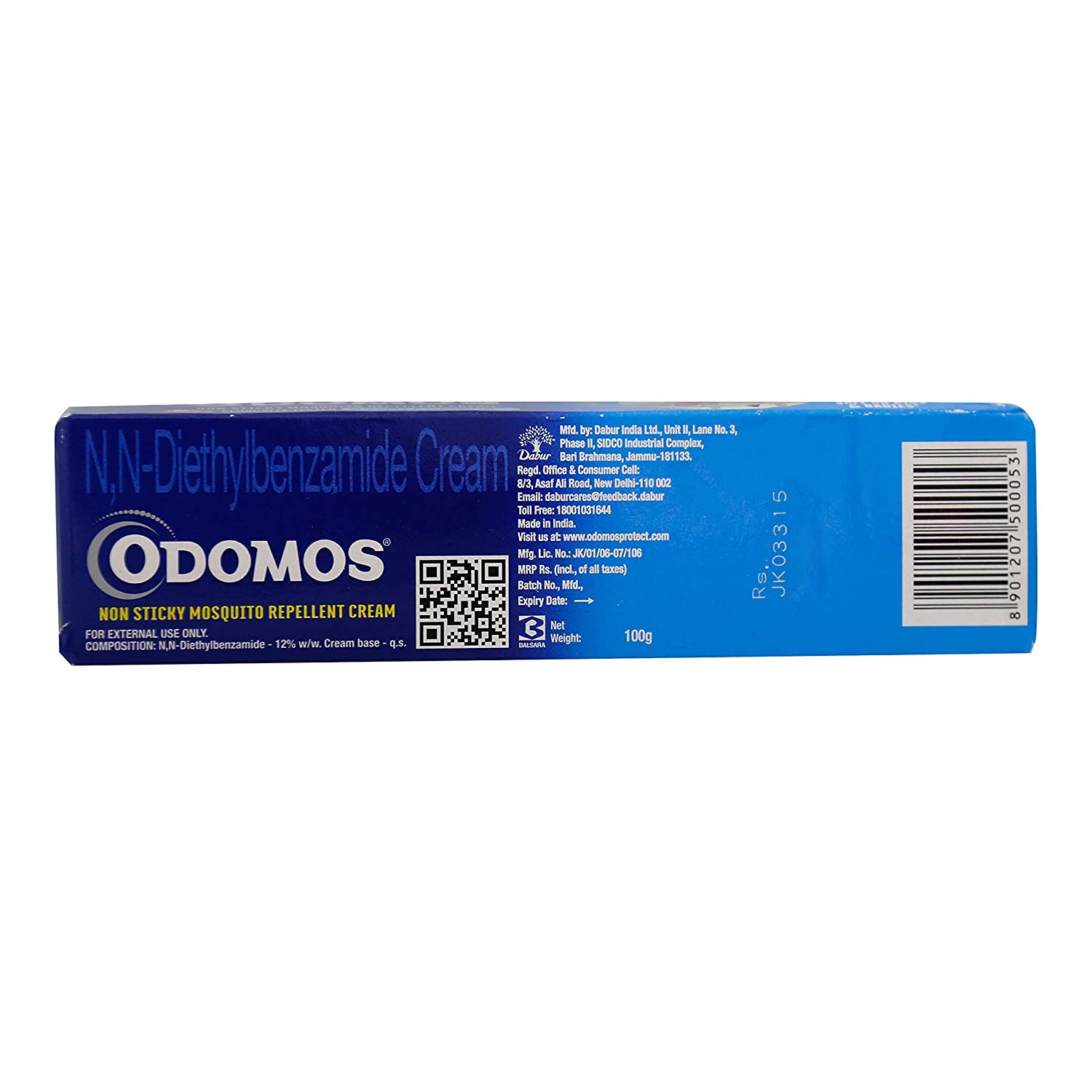 Odomos Cream - Non-Sticky Mosquito Repellent - 100 g