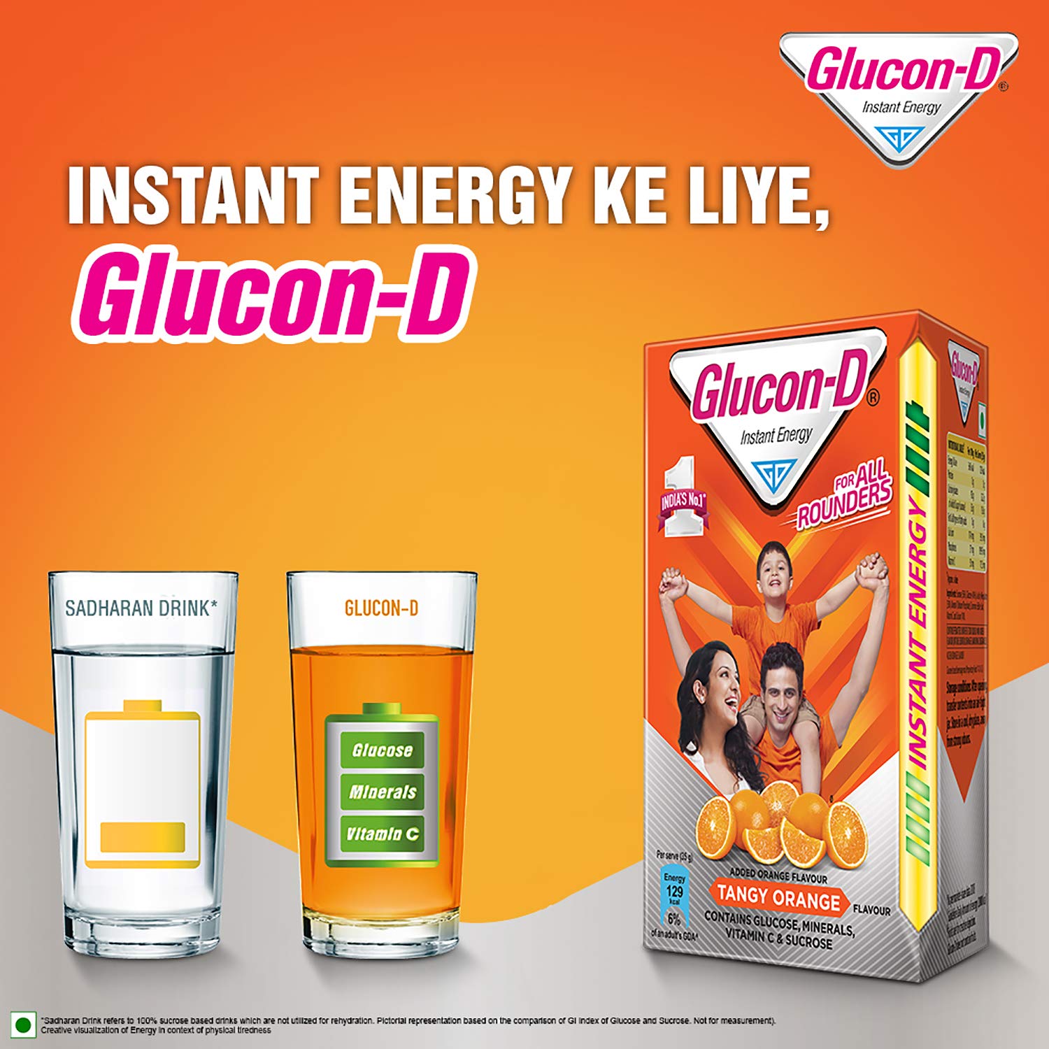 Glucon-D Instant Energy - Tangy Orange - 75 g
