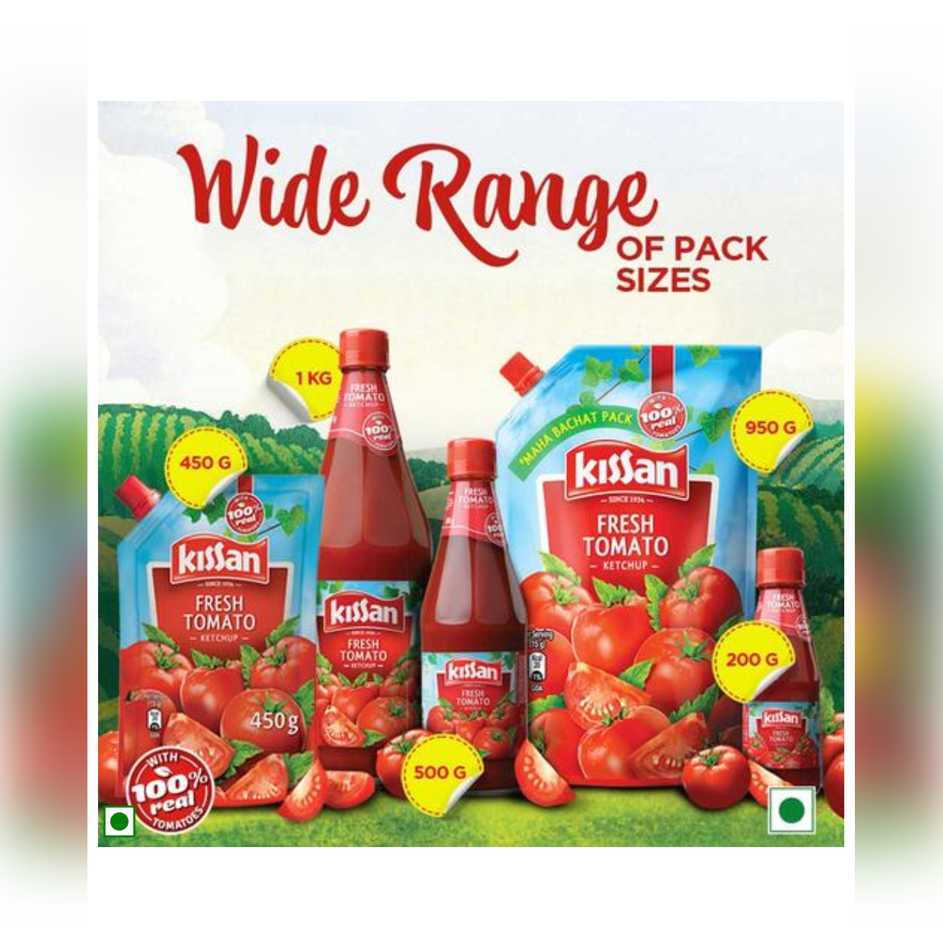 Kissan Fresh Tomato Ketchup (Pouch) - 900 g