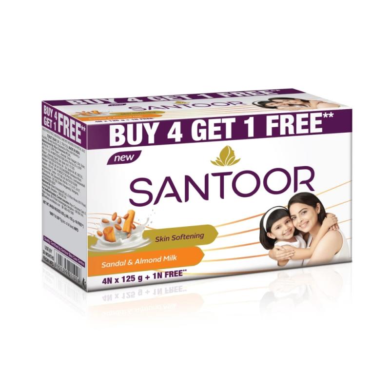 Santoor Sandal & Almond Milk Soap - 5x125 g