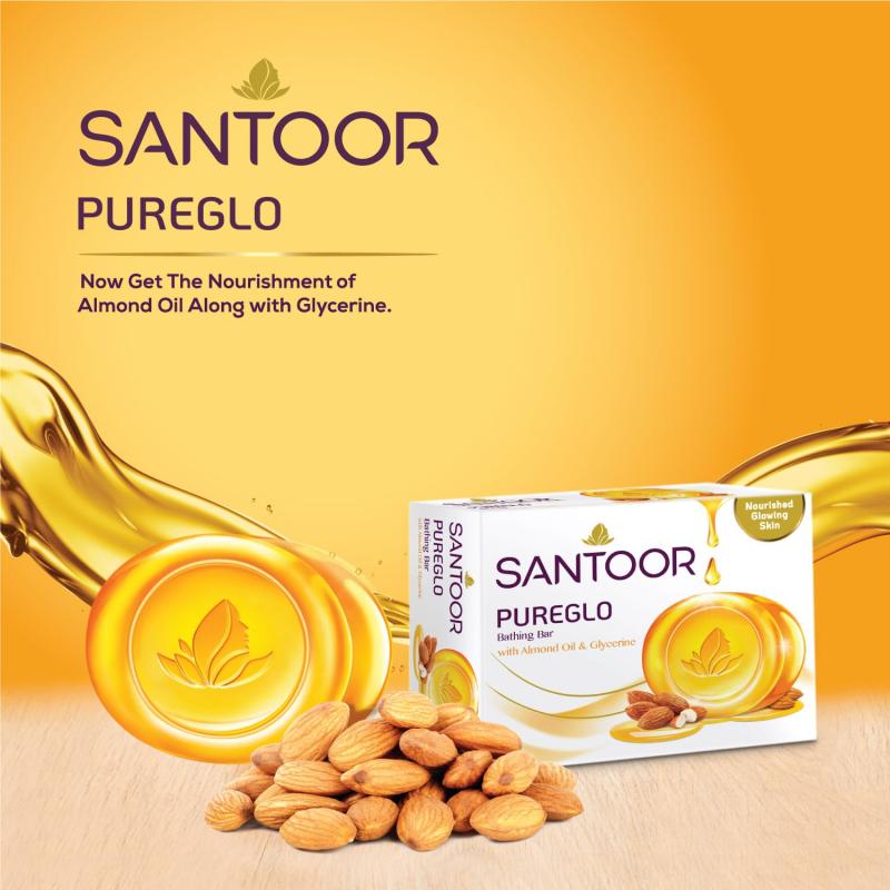 Santoor Pureglo Bathing Bar - 3x125 g